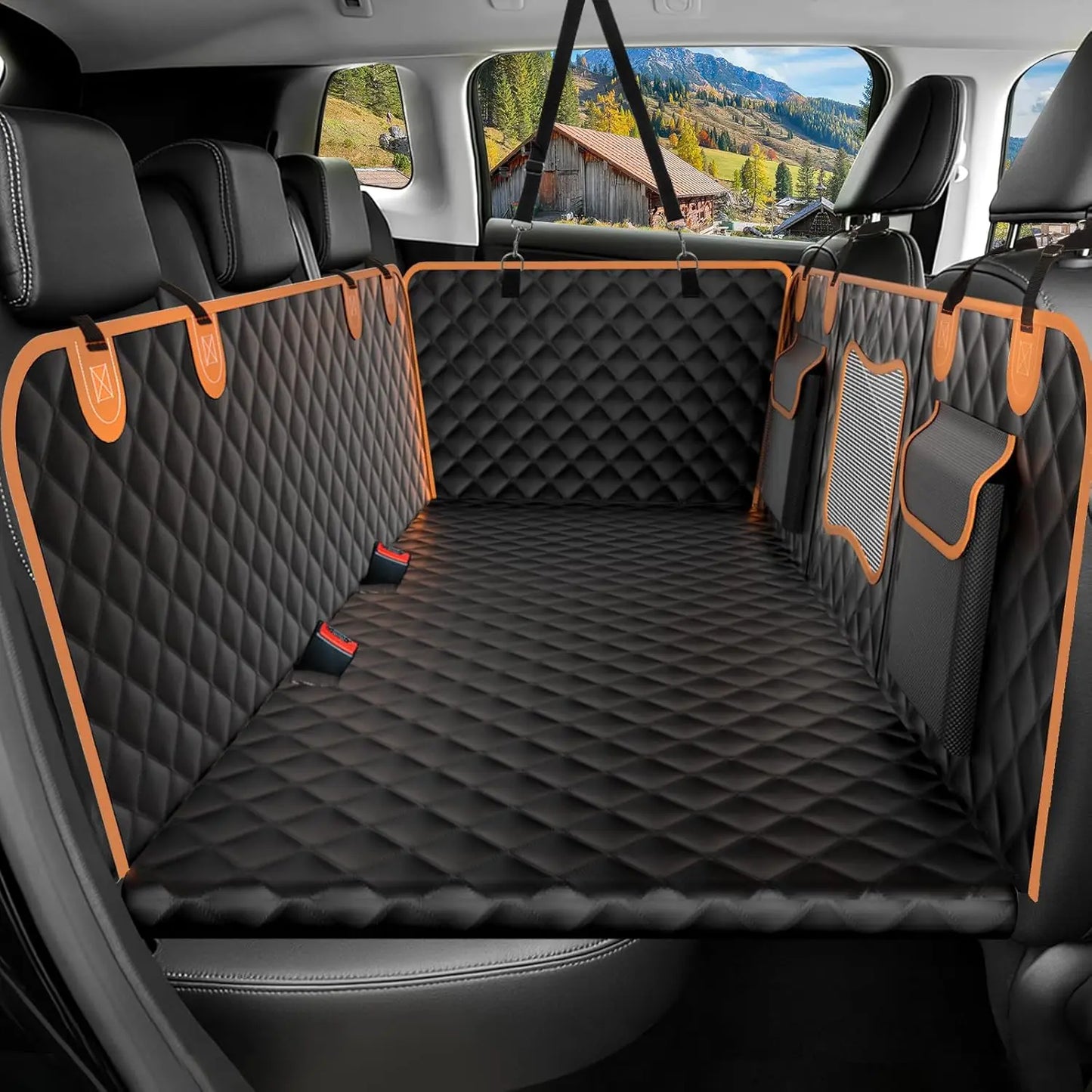 Waterproof Dog Car Seat Cover With Hard Bottom Hammock For SUV And Truck Scratch Proof Up To 500 Lbs