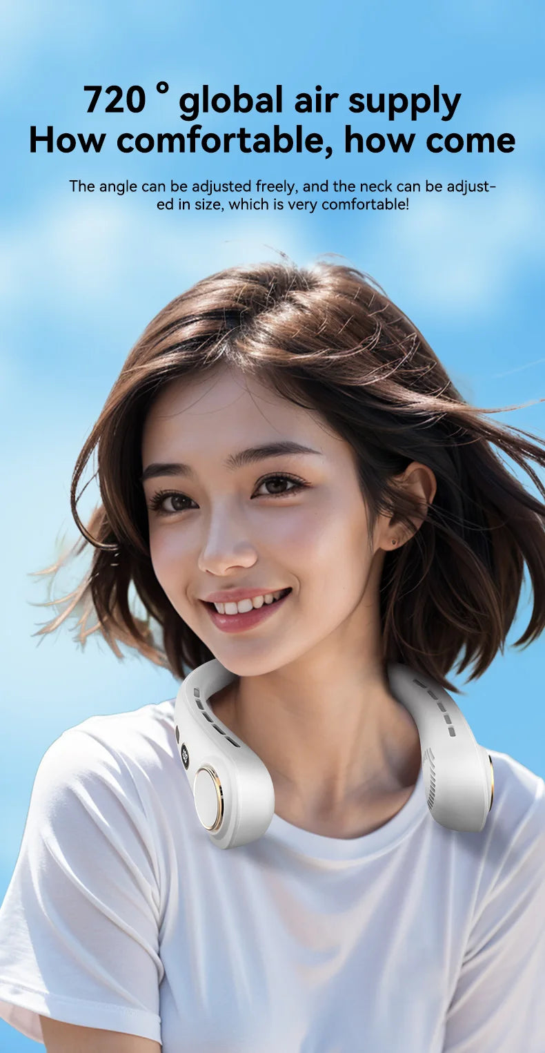 Portable Neck Fan Rechargeable Personal Cooling For Outdoor Travel