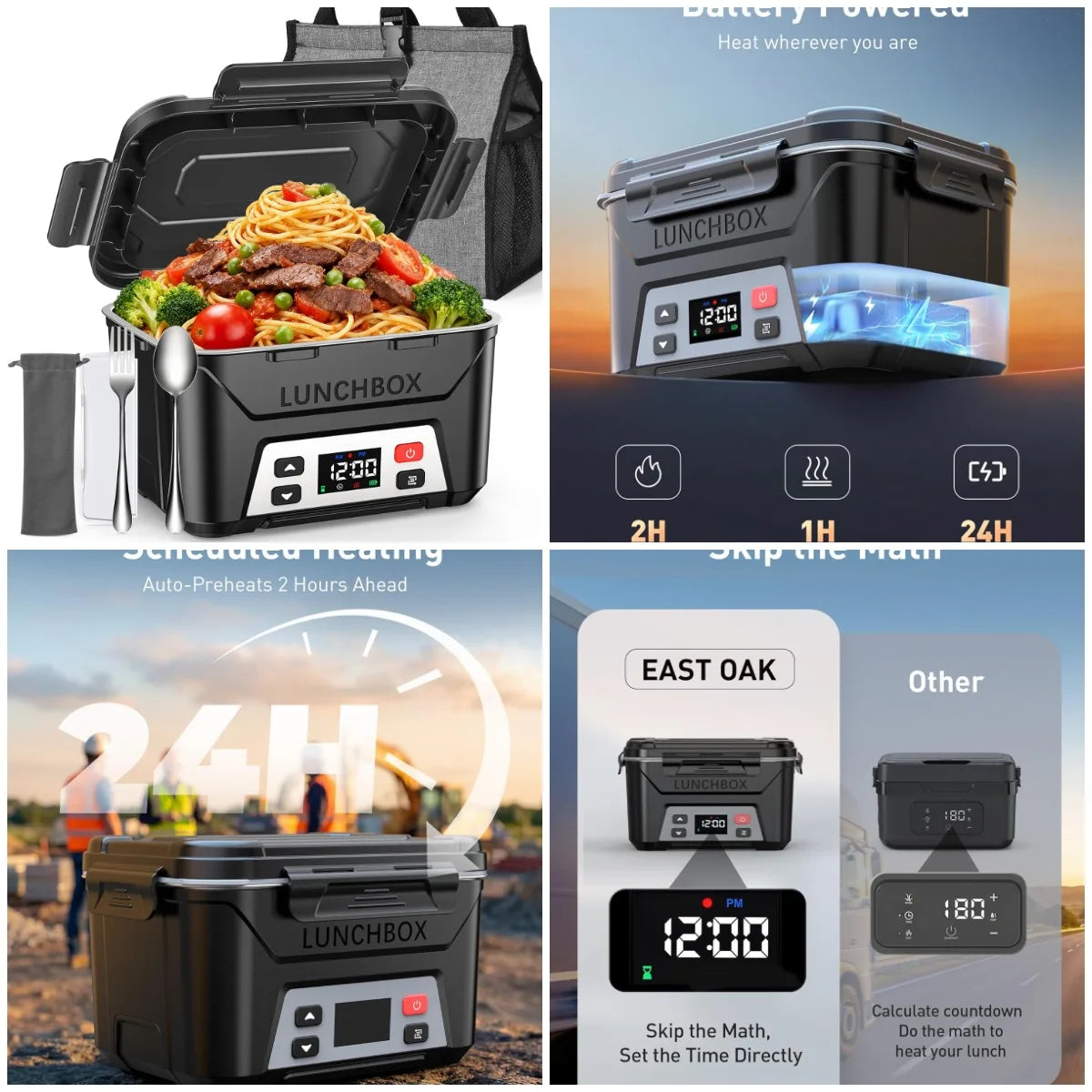 XMSJ Heated Lunch Box 5.5 Cup Electric Food Warmer for Adults