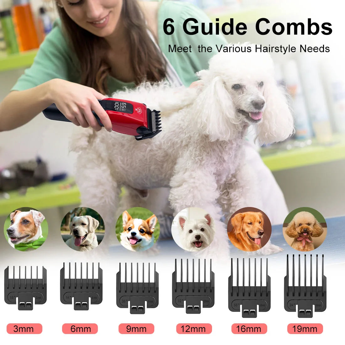 HATTEKER Electric Pet Hair Clipper Dogs And Cats Grooming Rechargeable