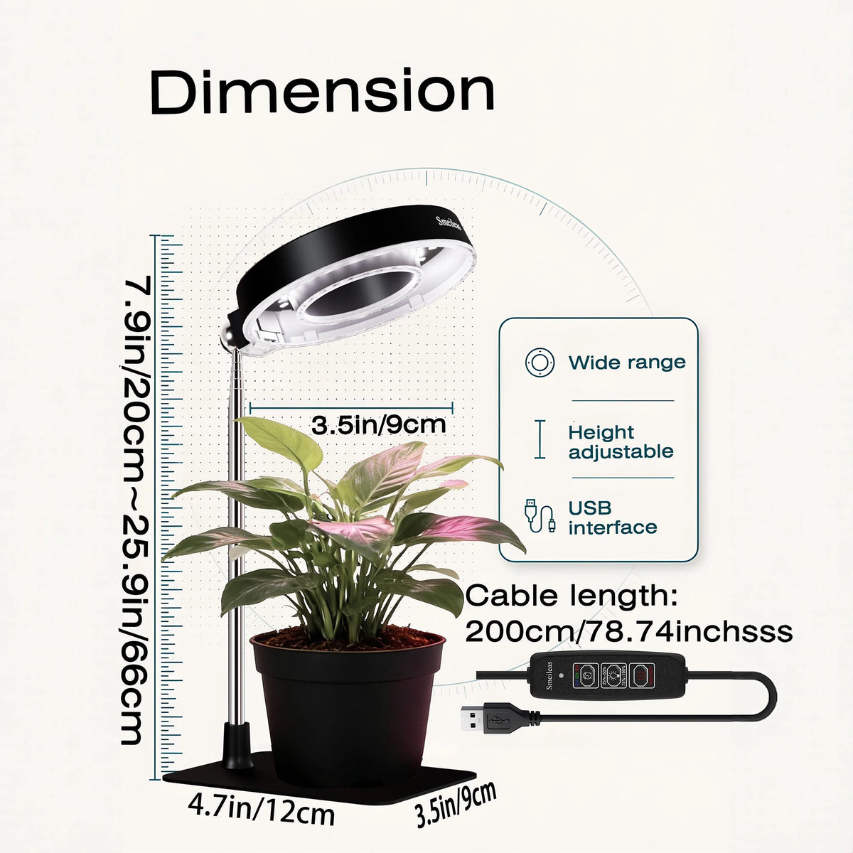 Smeileas Full Spectrum LED Plant Grow Light With Magnetic Flexible Head