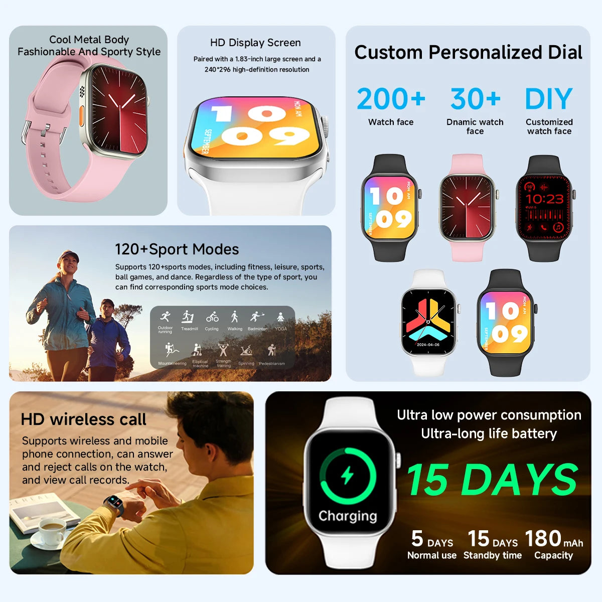 Odelettevcy Smartwatch With Bluetooth Calling And Heart Rate Monitoring