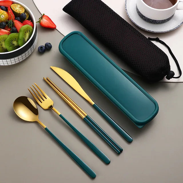 High Quality Stainless Steel Portable Cutlery Set With Travel Box