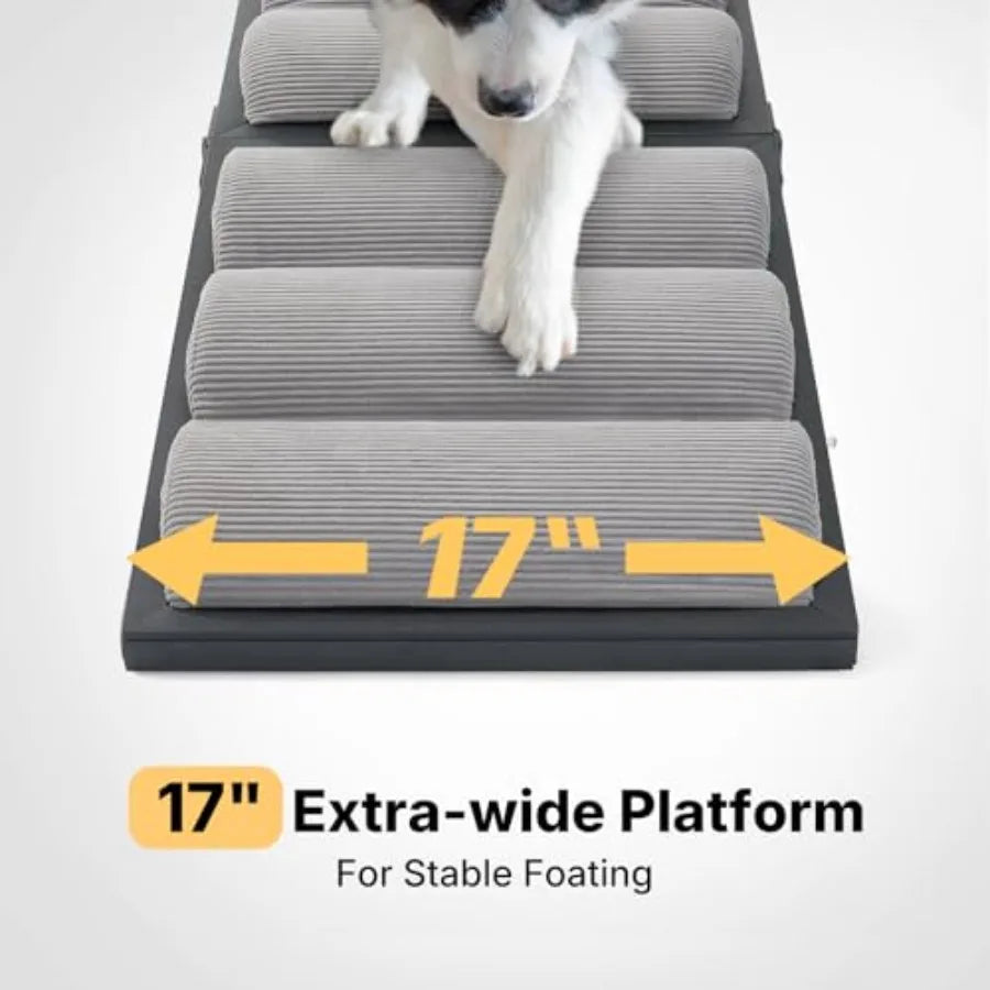 Help your dog reach favorite spots with ease using an adjustable, foldable ramp designed for beds and couches, delivering safe, steady footing every time you both climb.