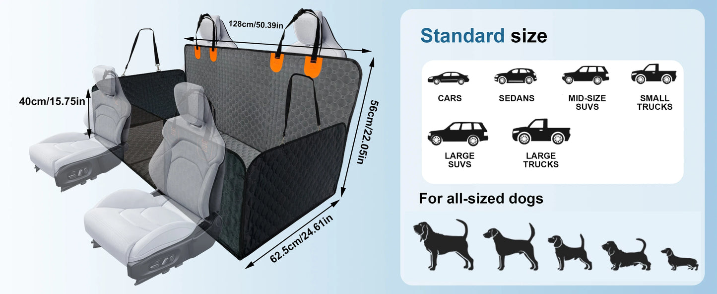 BINGOPAW Waterproof Dog Car Seat Cover with Hammock and Pockets