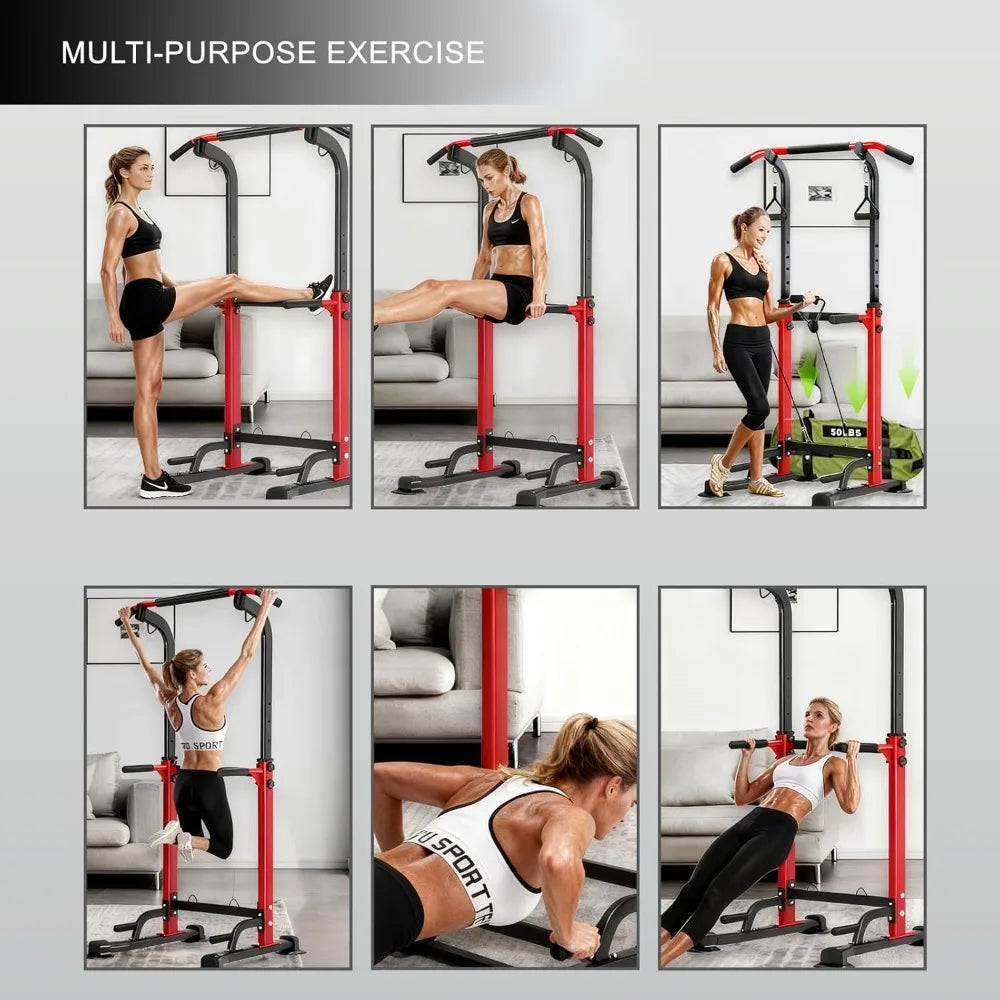 Power Tower Pull Up Bar And Dip Station Space Saving