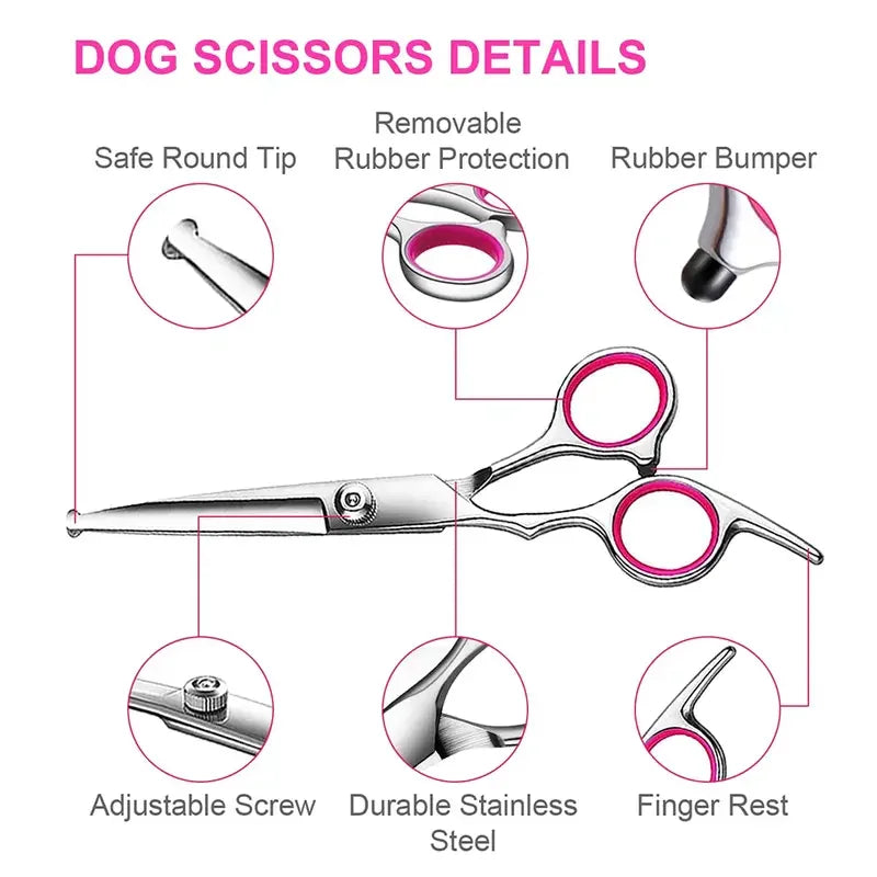 Pet Safe Stainless Steel Ambidextrous Dog Grooming Scissors Round Head