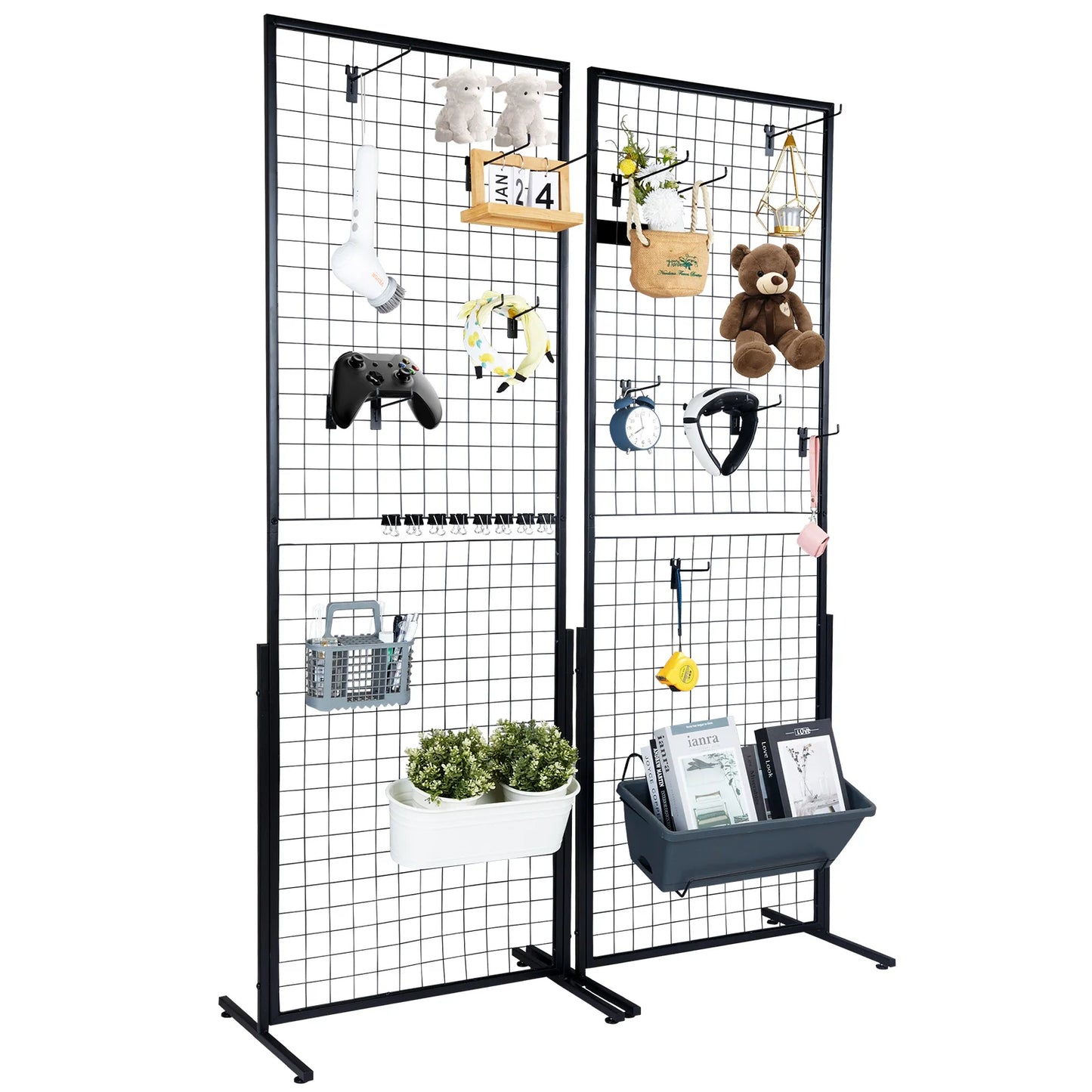 SucceBuy Grid Wall Panels Display Rack Double Sided With Hooks