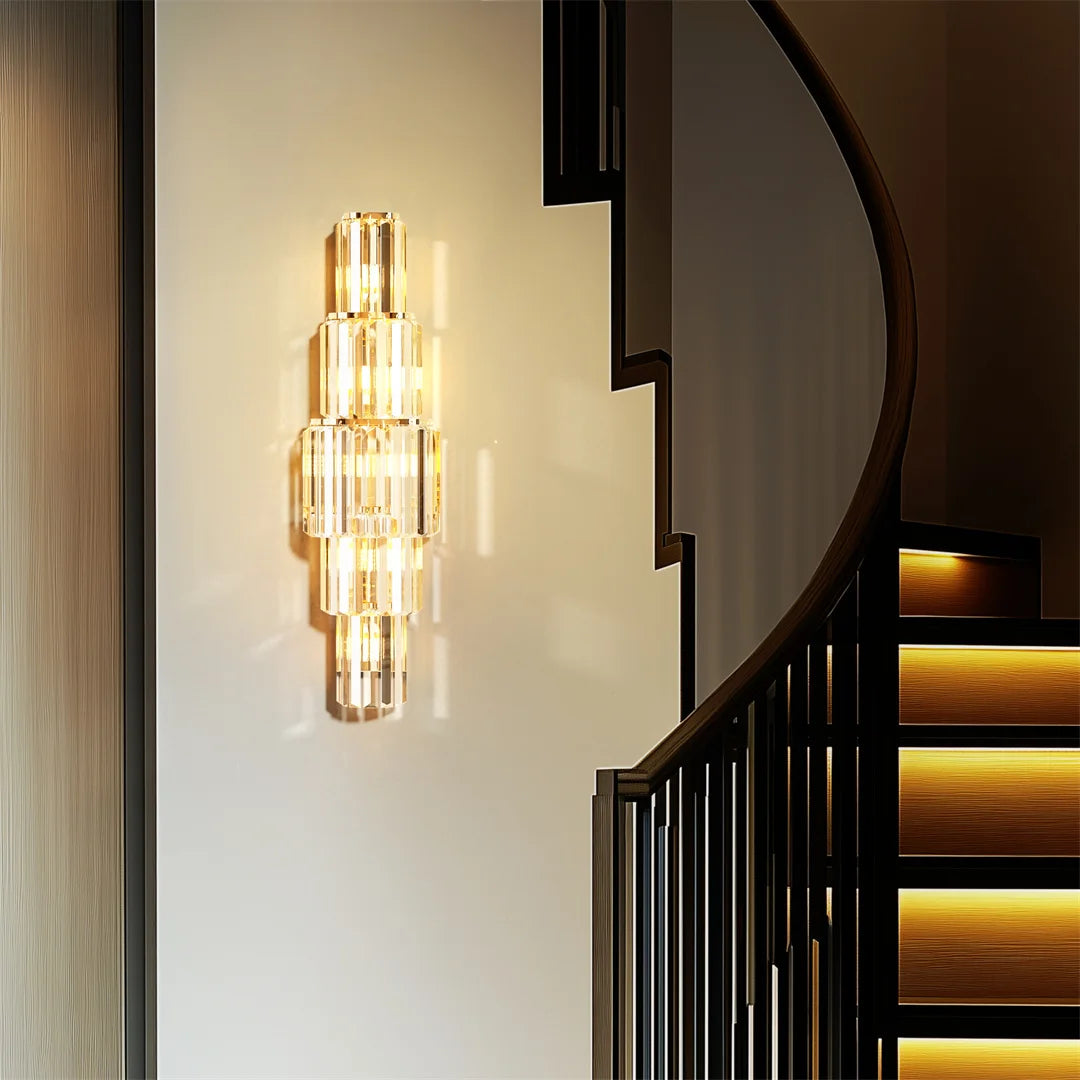 LUVODI Modern Crystal Wall Lamp 3 Layer Sconce Light E14