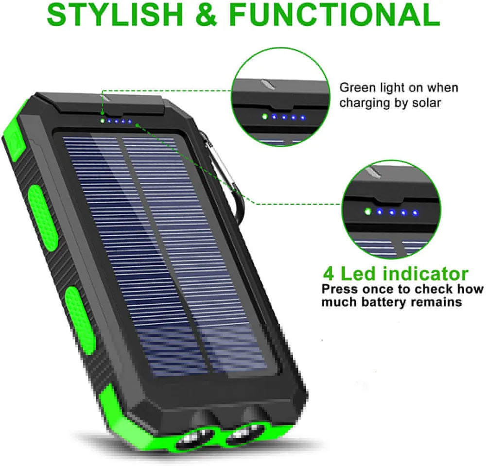 Oloey Solar Power Bank 80000Mah Portable Charger Strong Led Light