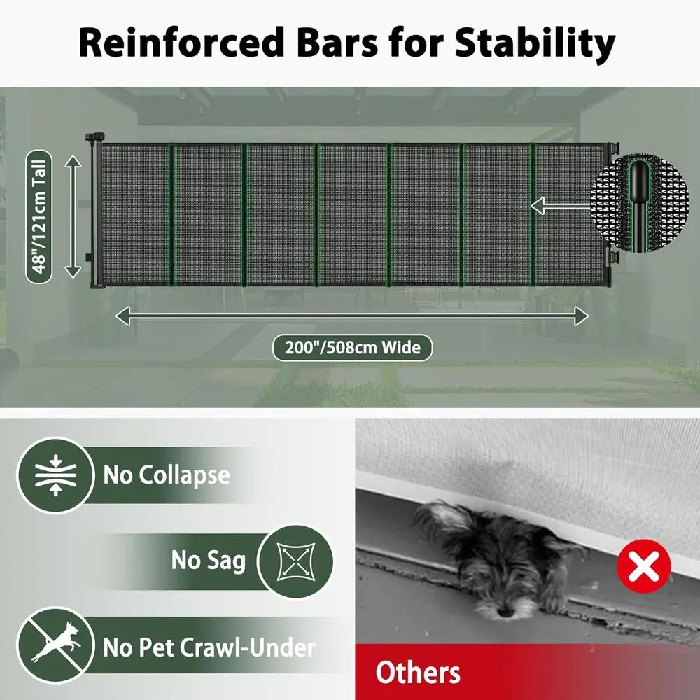 Extra Wide 200 Inch Retractable Baby Gate For Large Openings And Doorways Wall Mounted Easy Glide