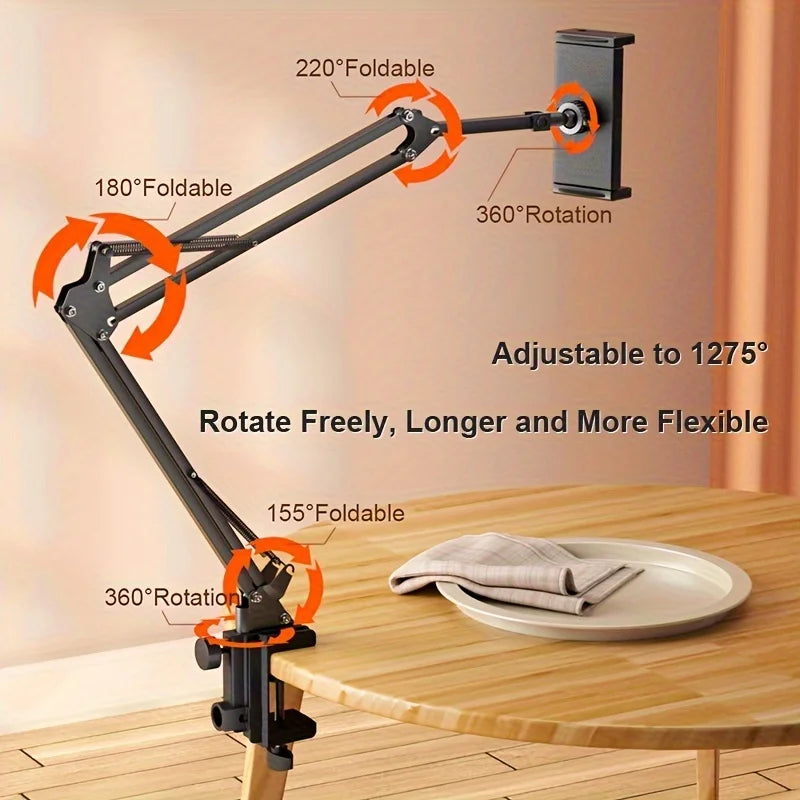 Adjustable Bed Tablet Holder Rotatable Arm Metal Desk Clamp
