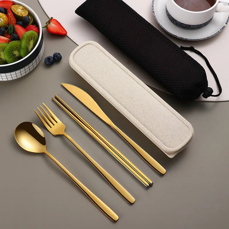 High Quality Stainless Steel Portable Cutlery Set With Travel Box