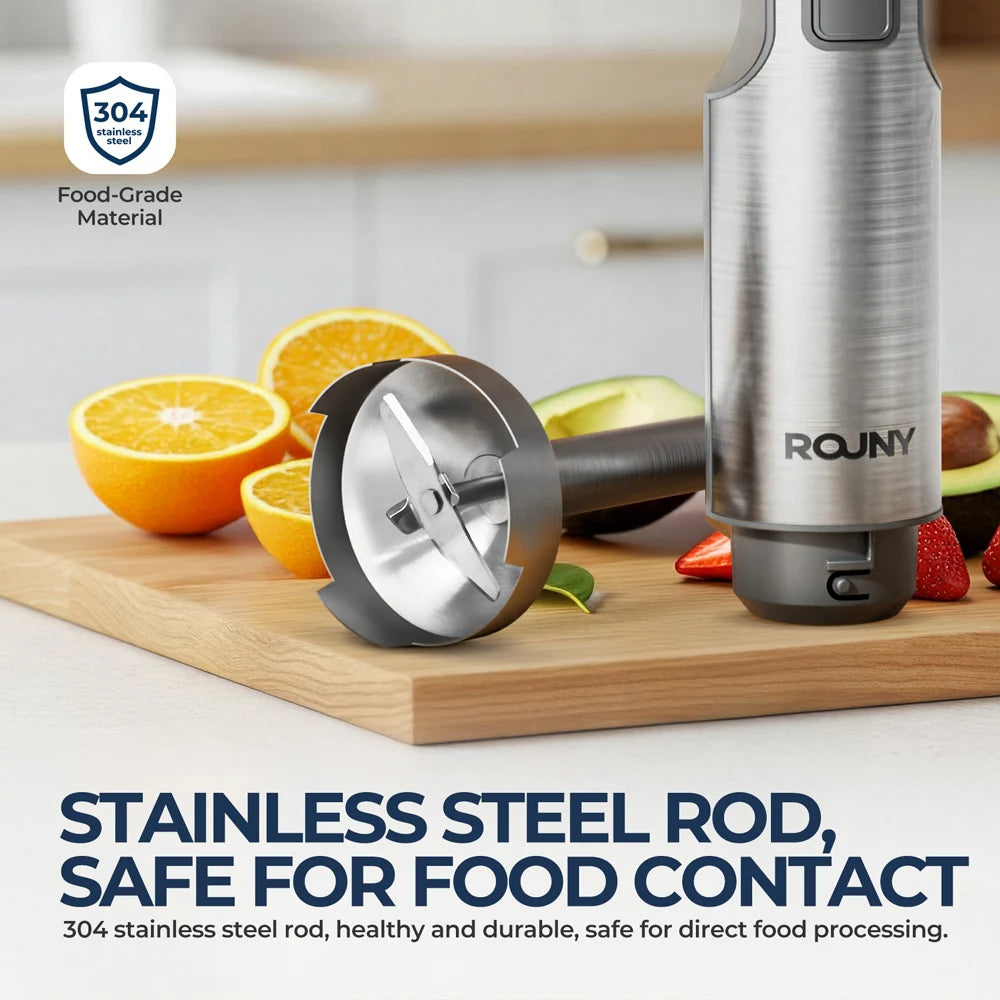 Rouny Hand Immersion Blender 1200W 4In1 Stainless Steel