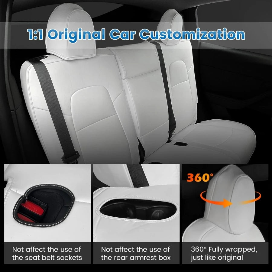 Tesla Model 3 Full Set Car Seat Covers Nappa PU Leather Front And Rear