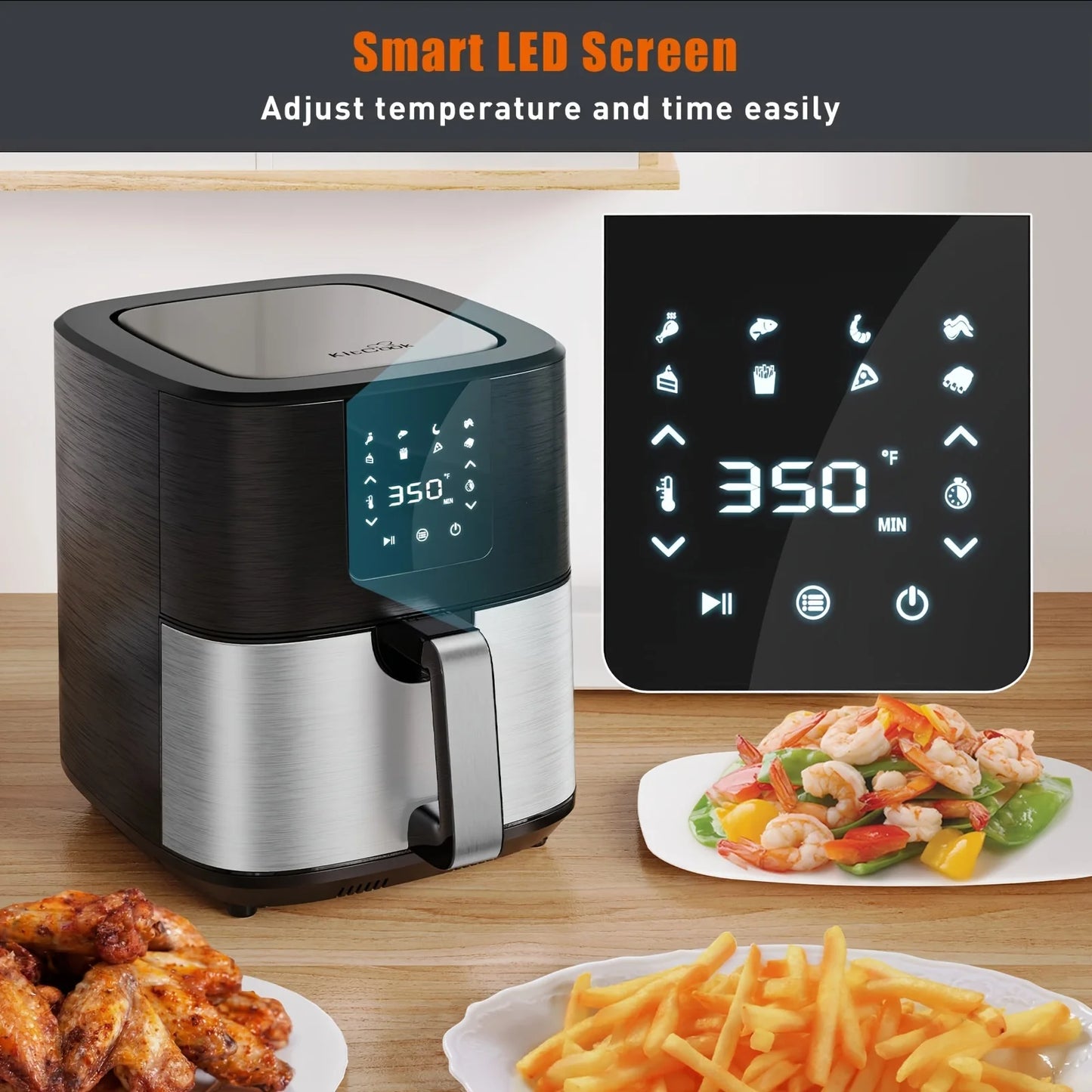 KitCook AF7502 1500W Air Fryer With Digital Touch Screen And 8 Presets