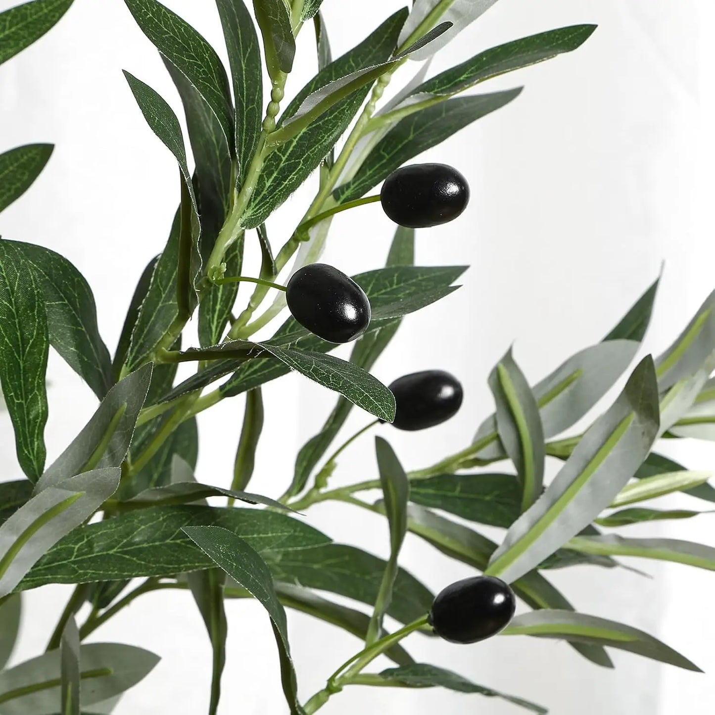 Six Foot Artificial Olive Tree With Realistic Trunk And Fruits In White Planter For Home Office Living Room Decor