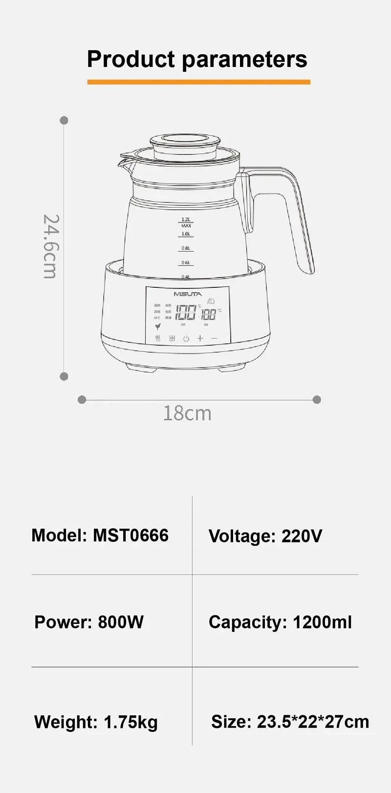 Luouphei Smart Baby Milk Warmer Electric Glass Kettle Temperature Control