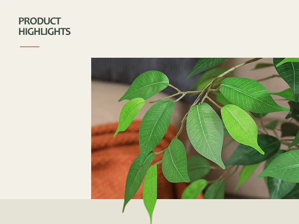 KAZEILA Silk Ficus Tree With Curved Trunk For Office Decor