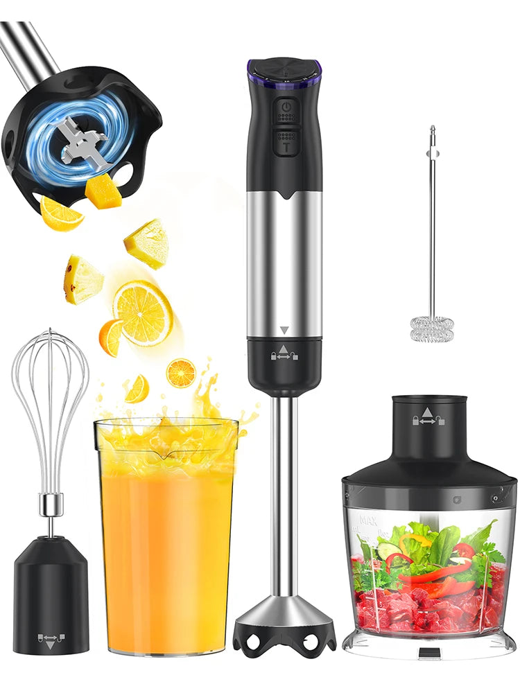 ZHIYU 1000W Immersion Hand Blender 5 In 1 For Soups And Smoothies