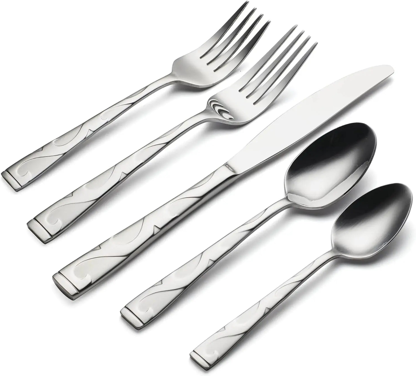 Stainless Steel Flatware Set Everyday Use With Serving Utensils