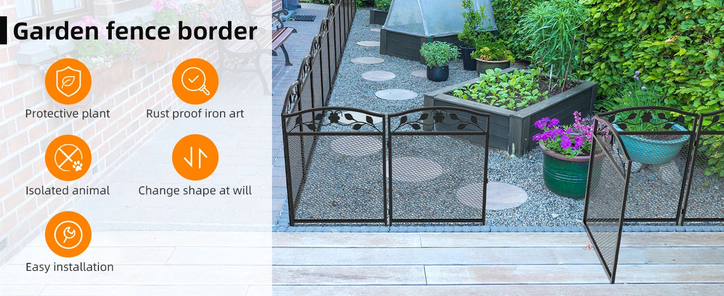 Borwart Wrought Iron Dog Fence Panels Pet Running Exercise Barrier