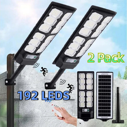 2 Pack Solar Street Lights Outdoor 192LED Dusk To Dawn