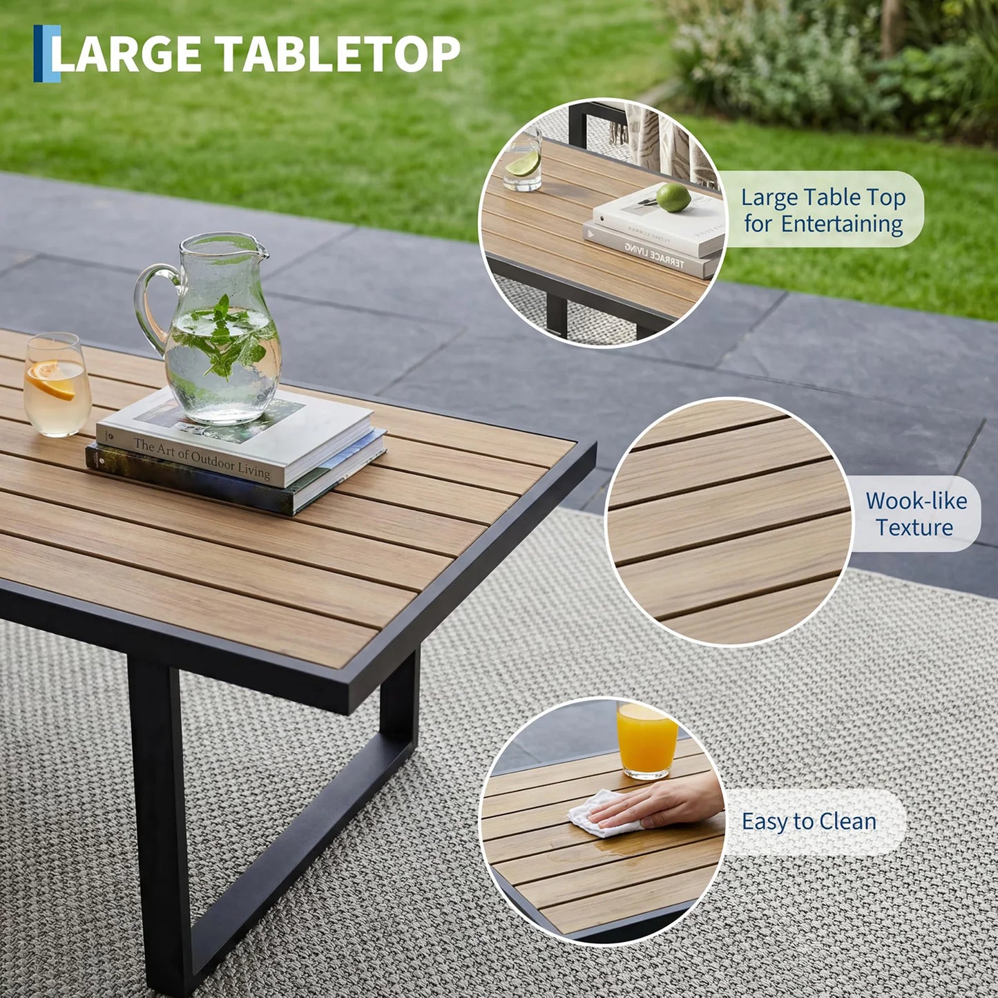HobbyLane 4 Piece Patio Furniture Set Outdoor Sofa Coffee Table