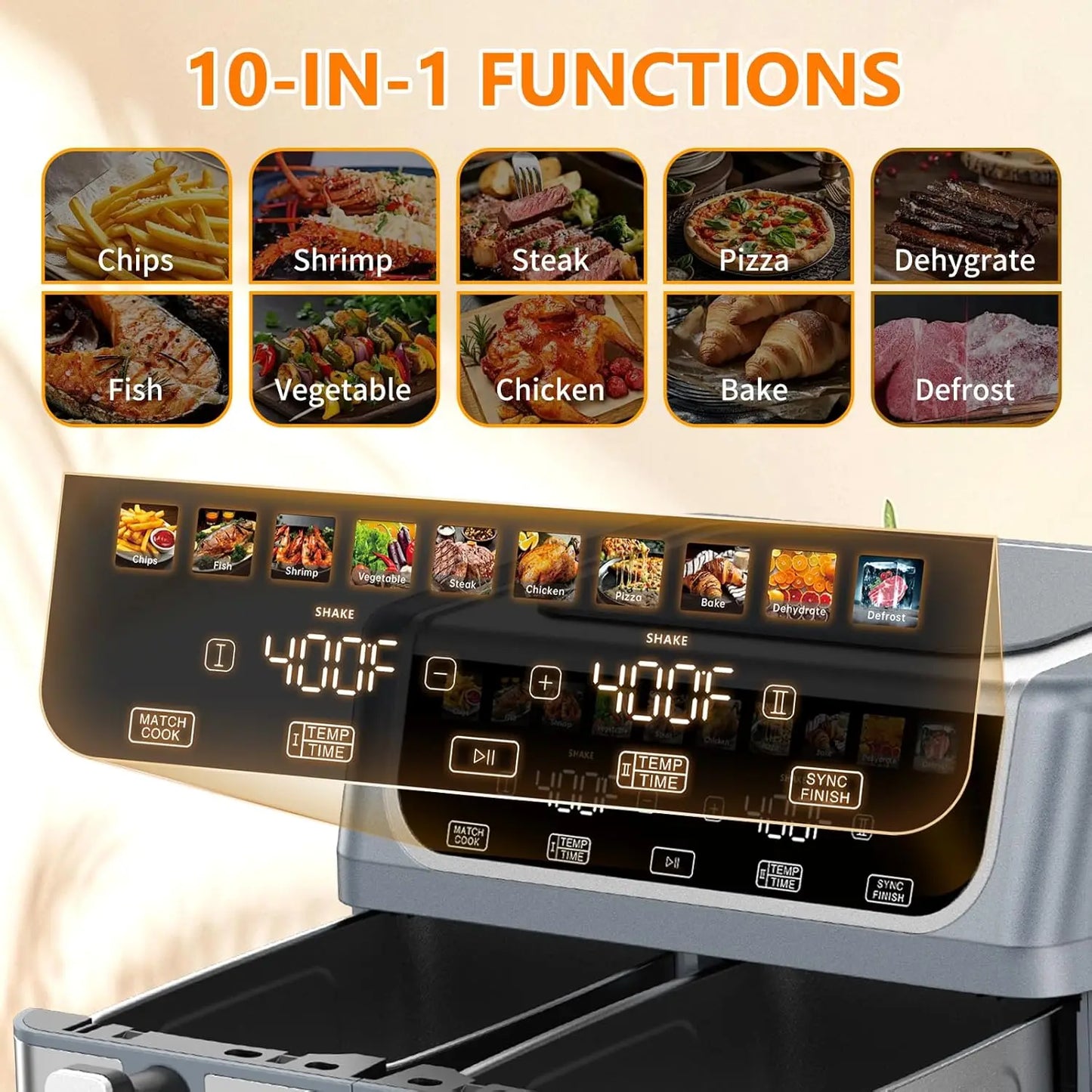 Dual Zone Air Fryer With Independent Baskets