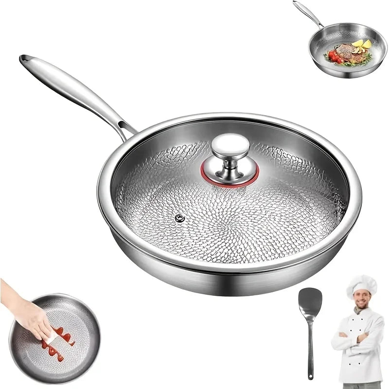 Premium Titanium Frying Pan With Induction Compatible Nonstick Glass Lid