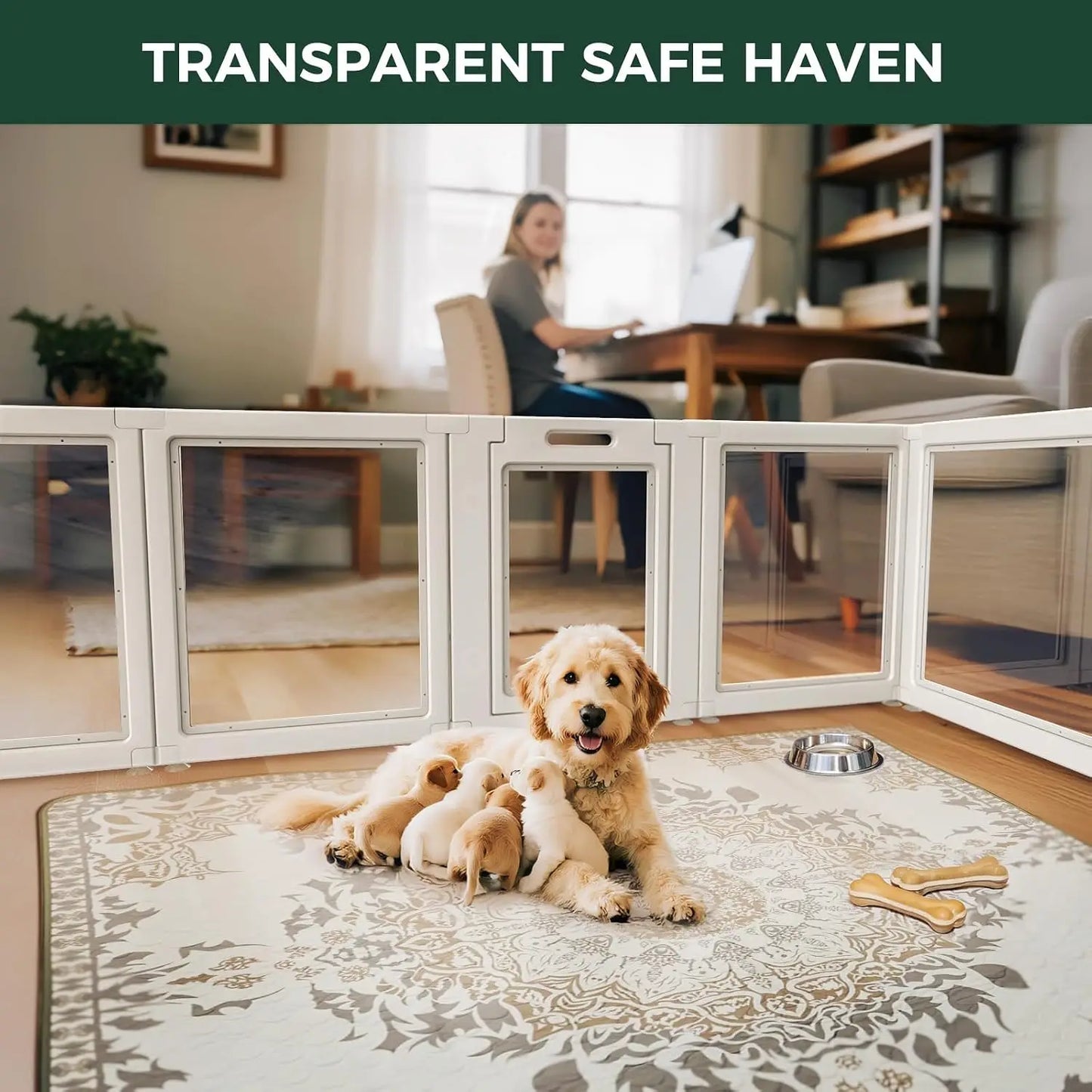 Heavy-Duty Acrylic Indoor Dog Playpen for Puppies and Small Dogs