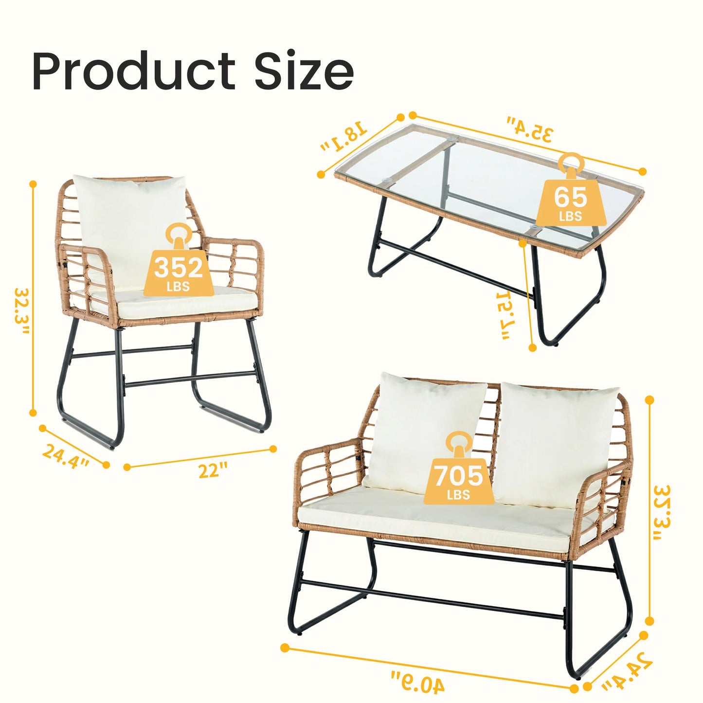 Turn your outdoor space into a resort-style retreat with this durable 4-piece wicker patio set, built for comfort, style, and lasting outdoor performance.