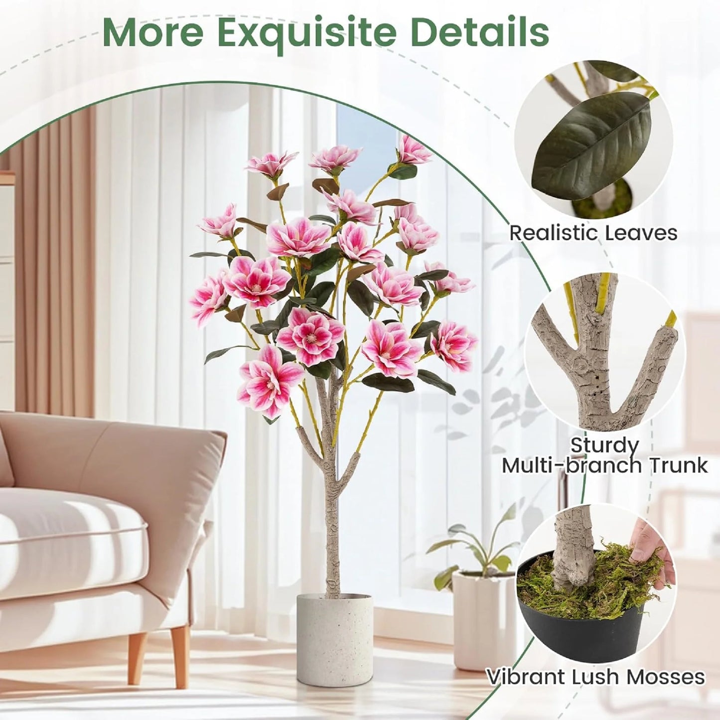Artificial Magnolia Tree With PEVA Leaves Indoor Decor