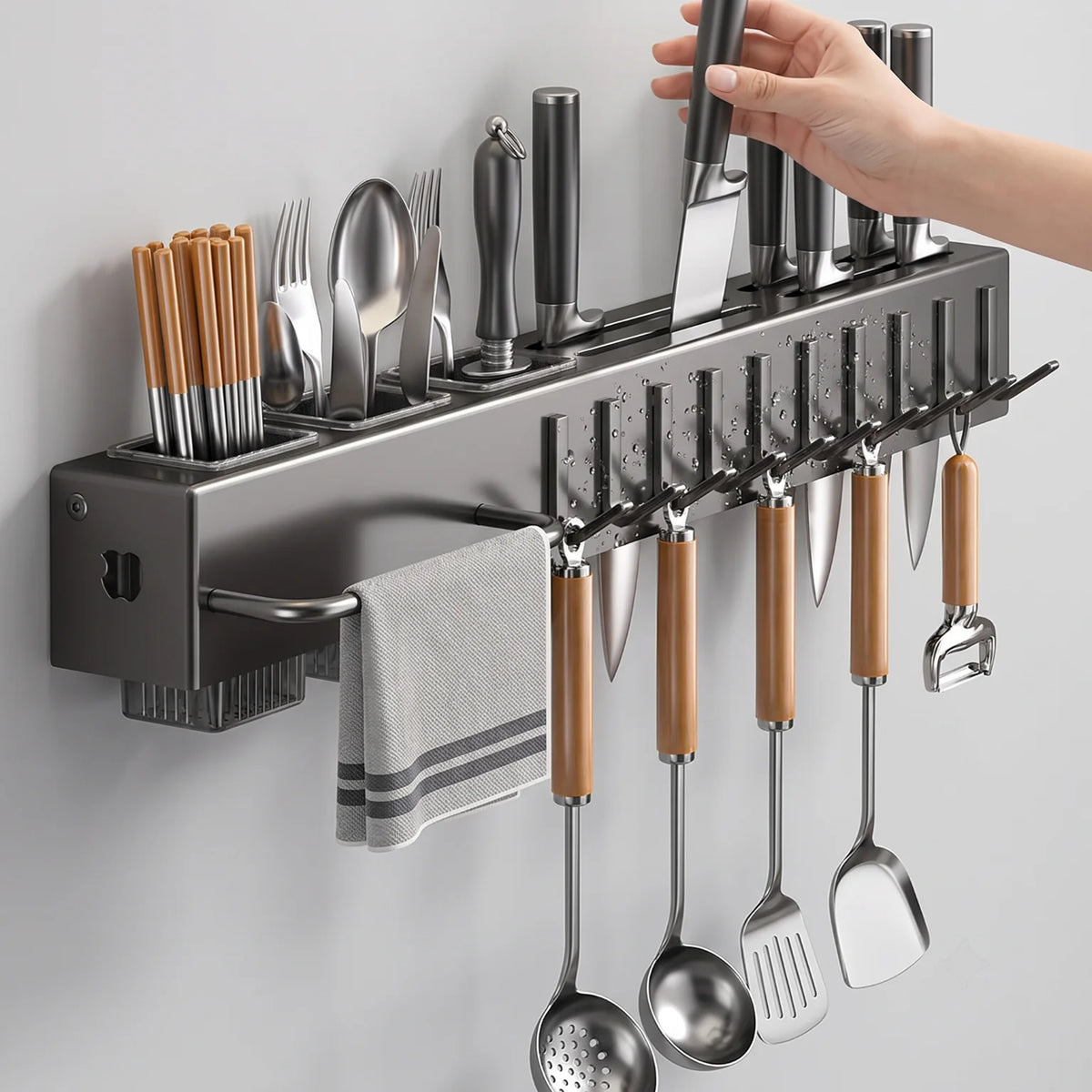 Heavy Duty Wall Mount Kitchen Knife Storage Rack Organizer