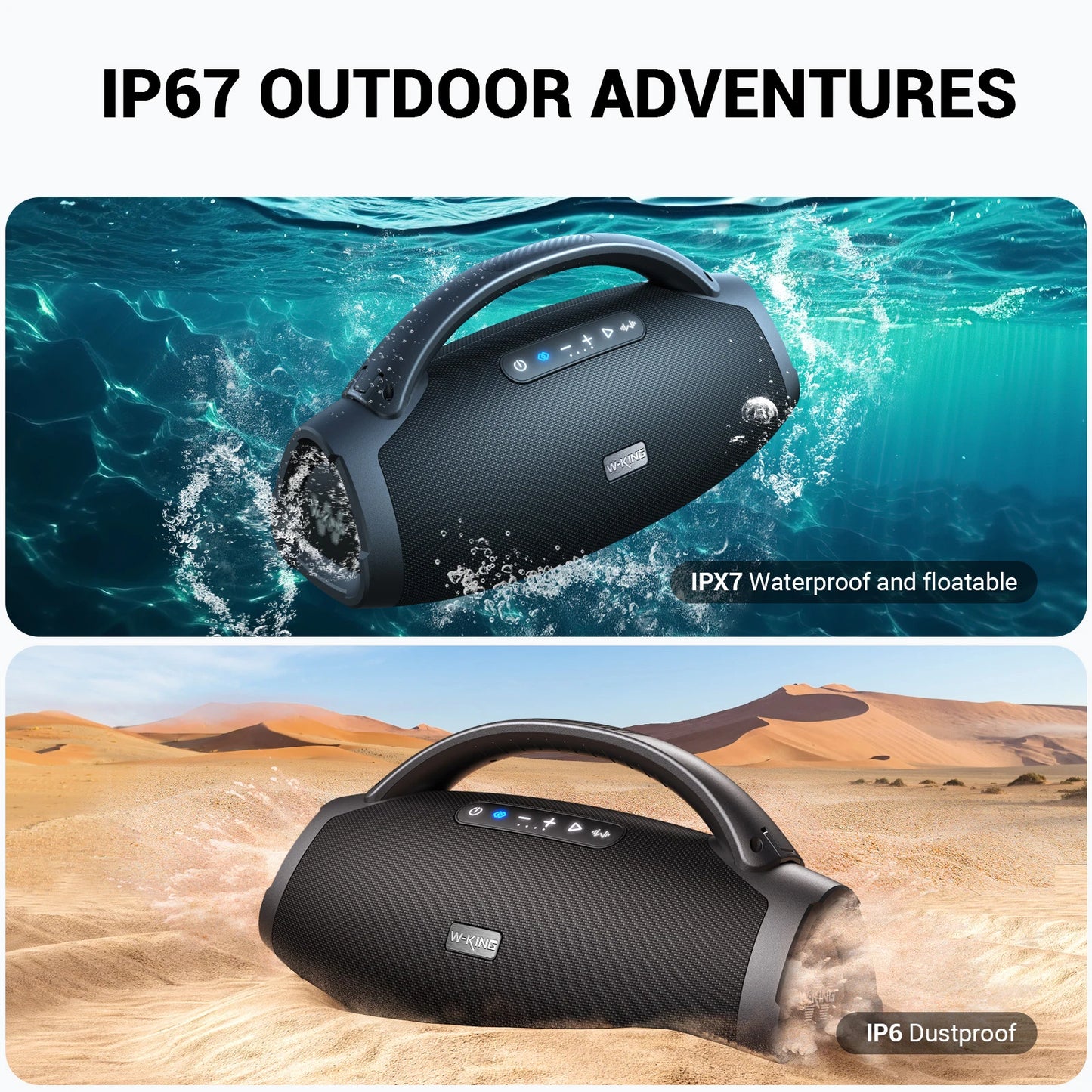 W-King D20 Portable Bluetooth Speaker With Massive Bass Waterproof Design