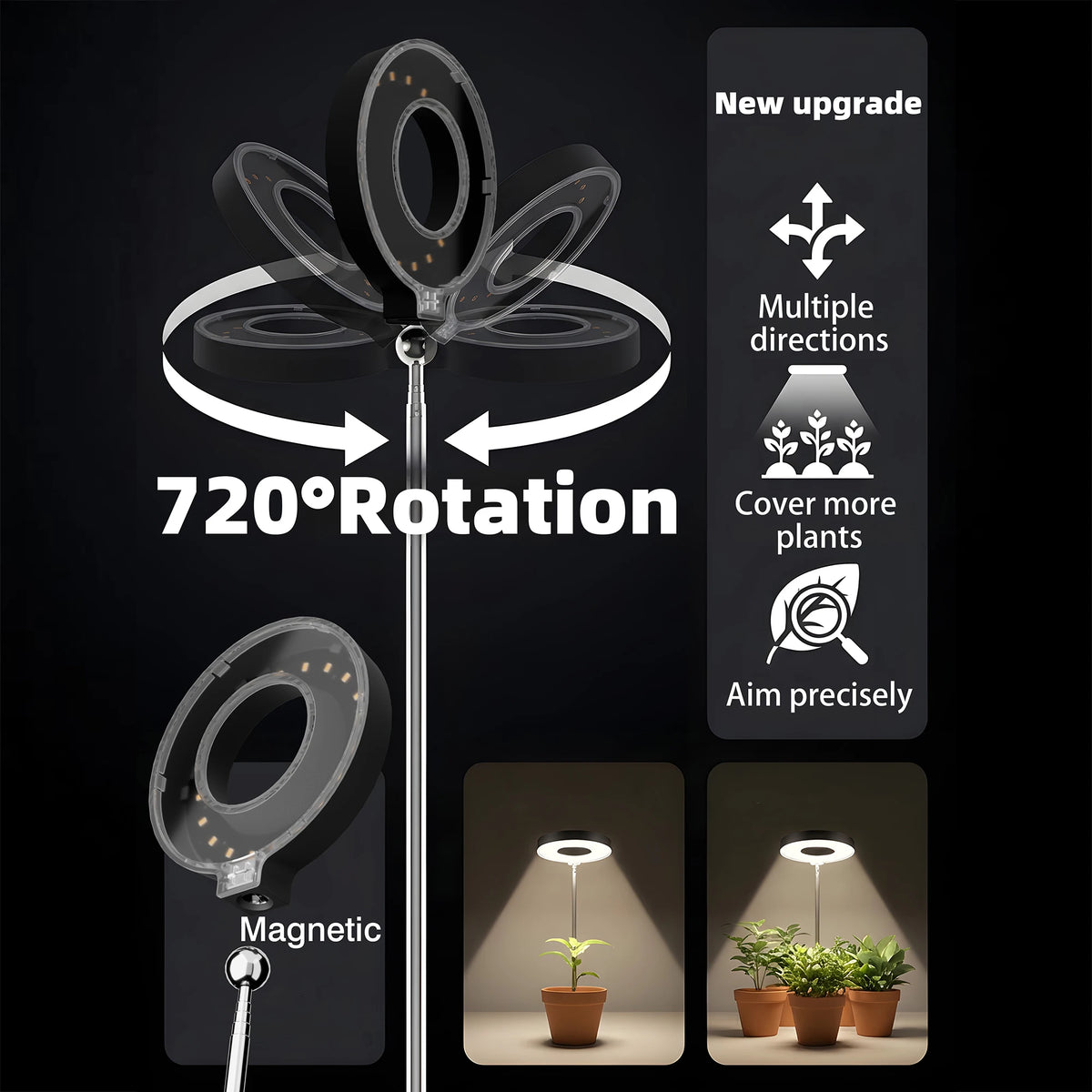 Smeileas Full Spectrum LED Plant Grow Light With Magnetic Flexible Head