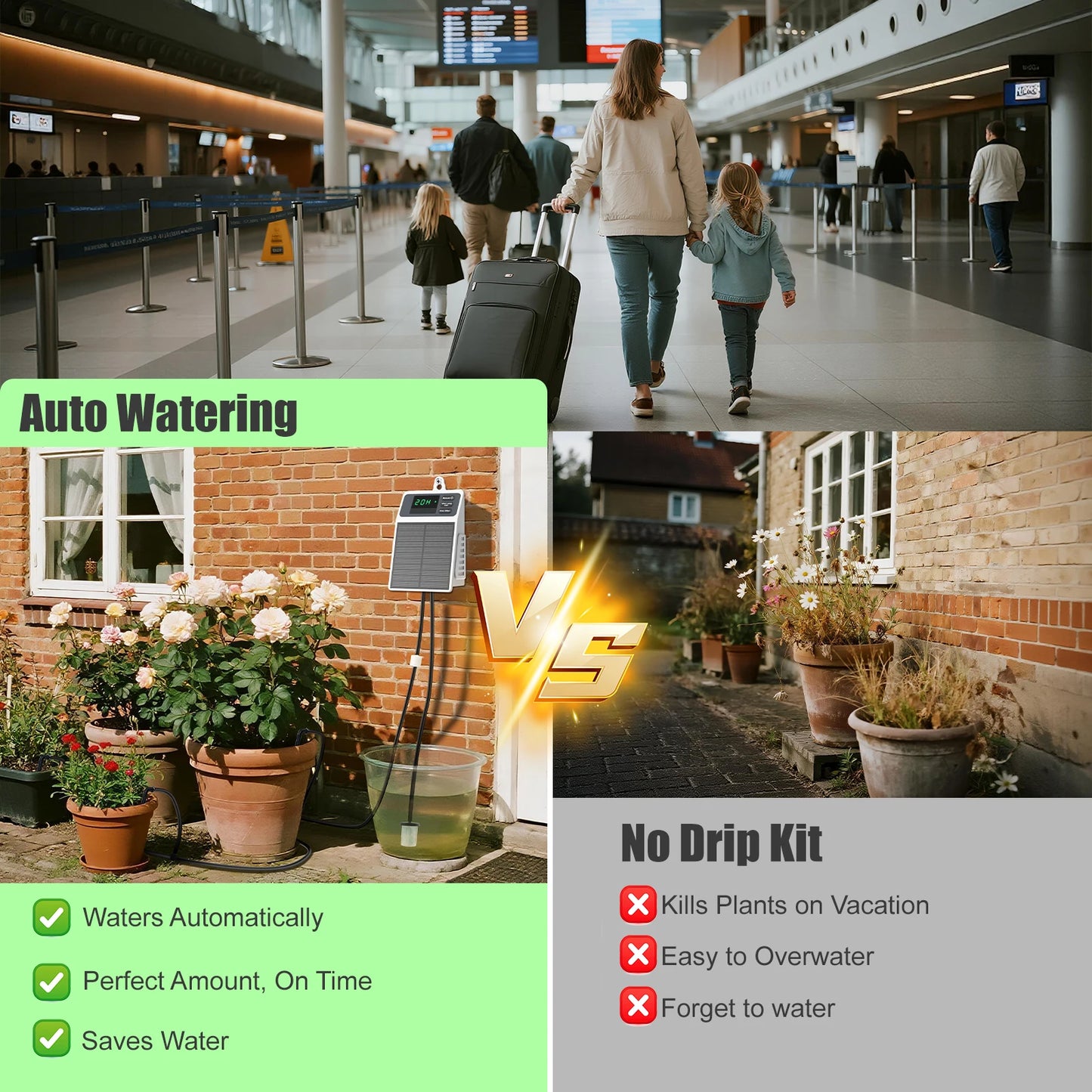 Solar Automatic Plant Watering System For Outdoor Gardens
