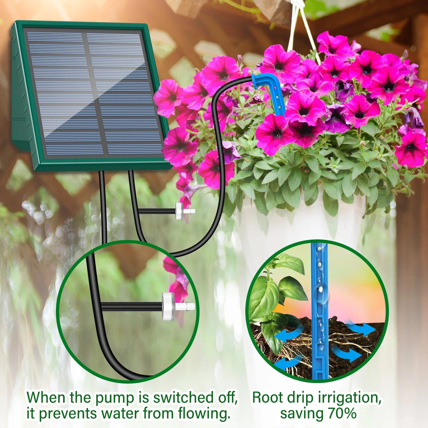 Solar Drip Irrigation System Garden Balcony Kit With 300 Programs