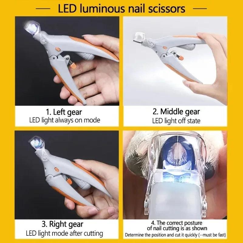 LED Light Pet Nail Clipper With Amplification Function For Dogs And Cats