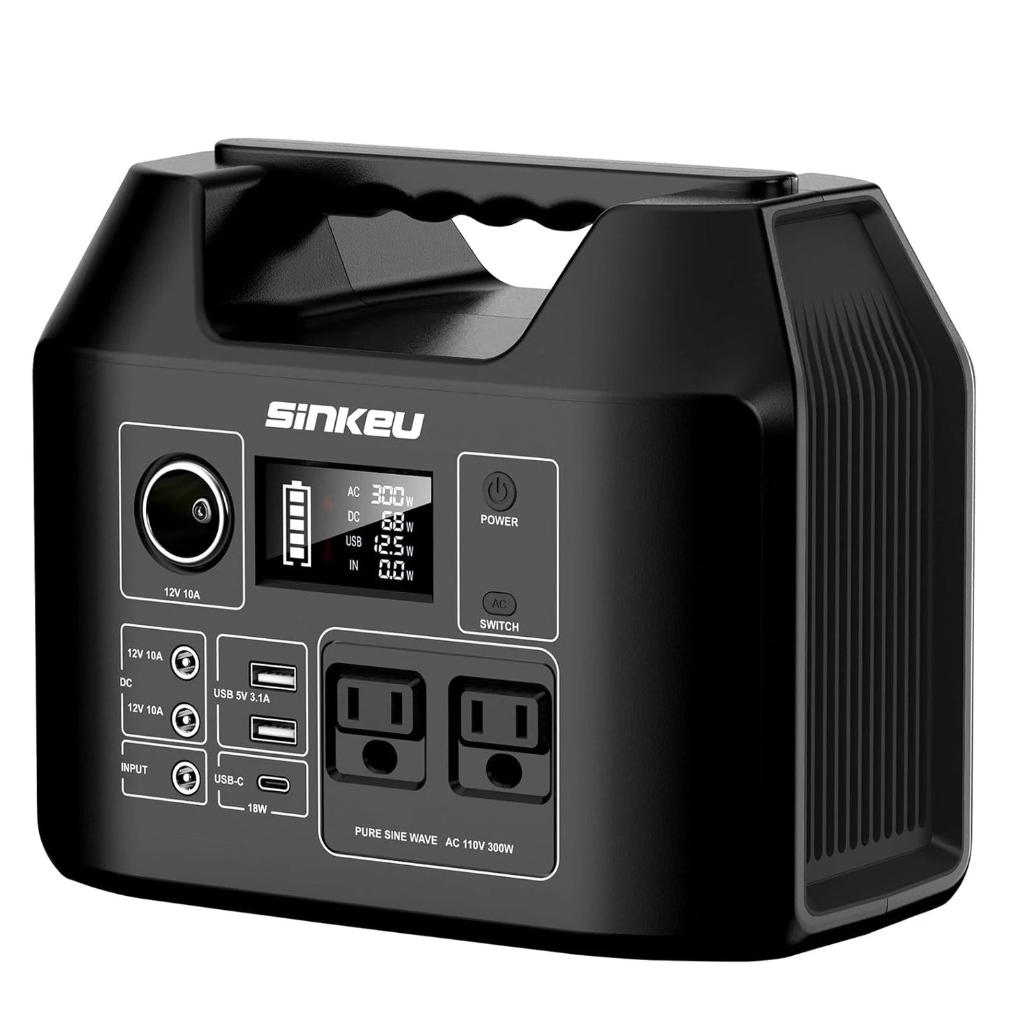 SinKeu Portable Solar Power Station 300W 110-230V LiFePO4 Battery