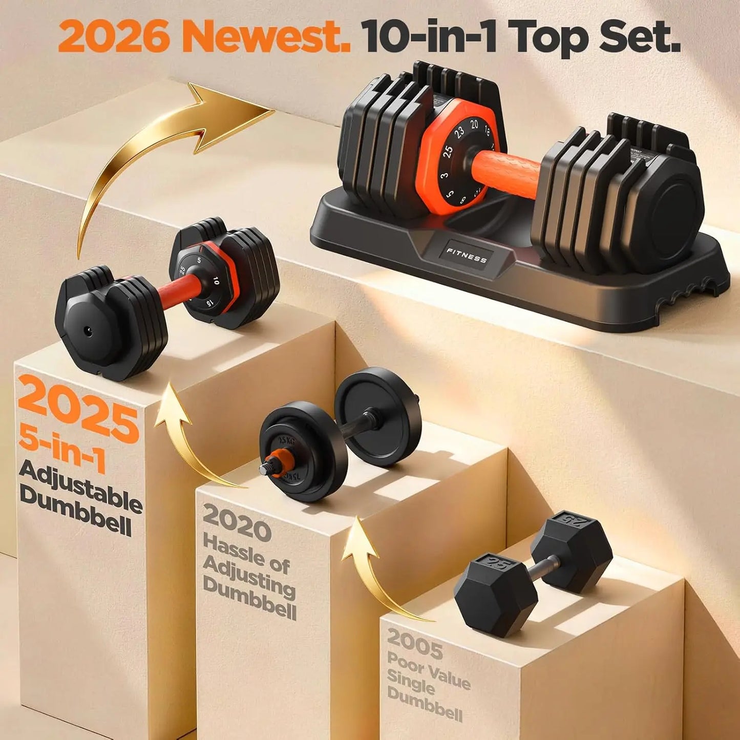 2026 Updated Adjustable Dumbbell Set of 2 50 Pound Weights With Storage Box Anti Slip Silicone Grip