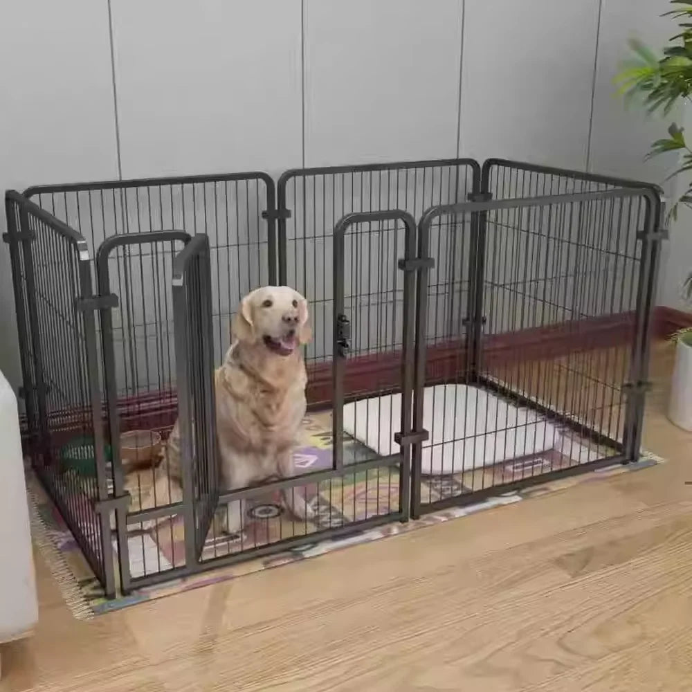 Stainless Steel Six Panel Dog Fence Playpen, Foldable, Heavy Duty