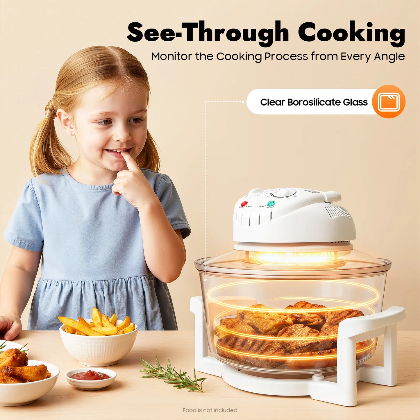 Visual Air Fryer 110V 1200 To 1400W 360 Degree Circulation