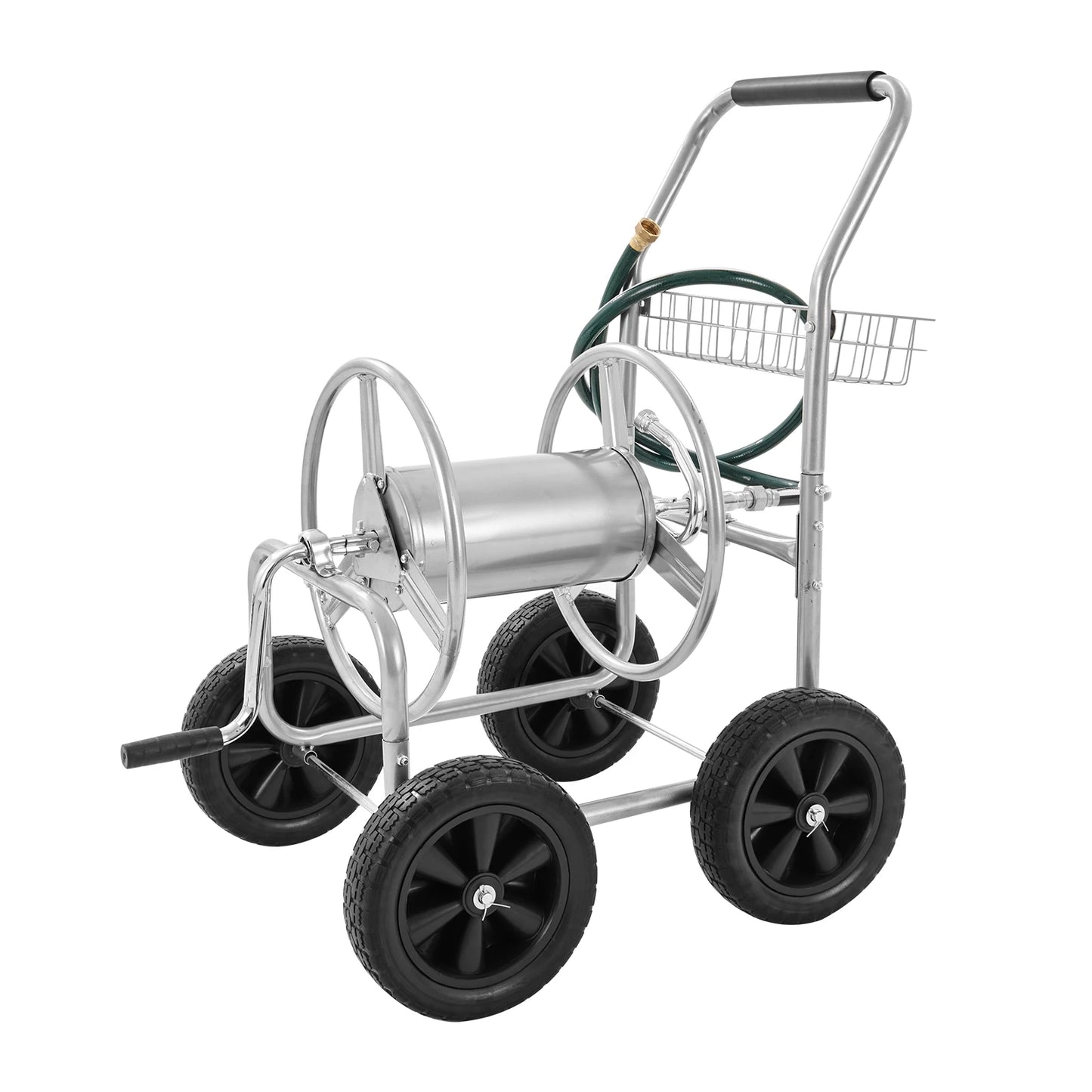 SucceBuy Hose Reel Cart Heavy Duty Garden Water Hose With Basket