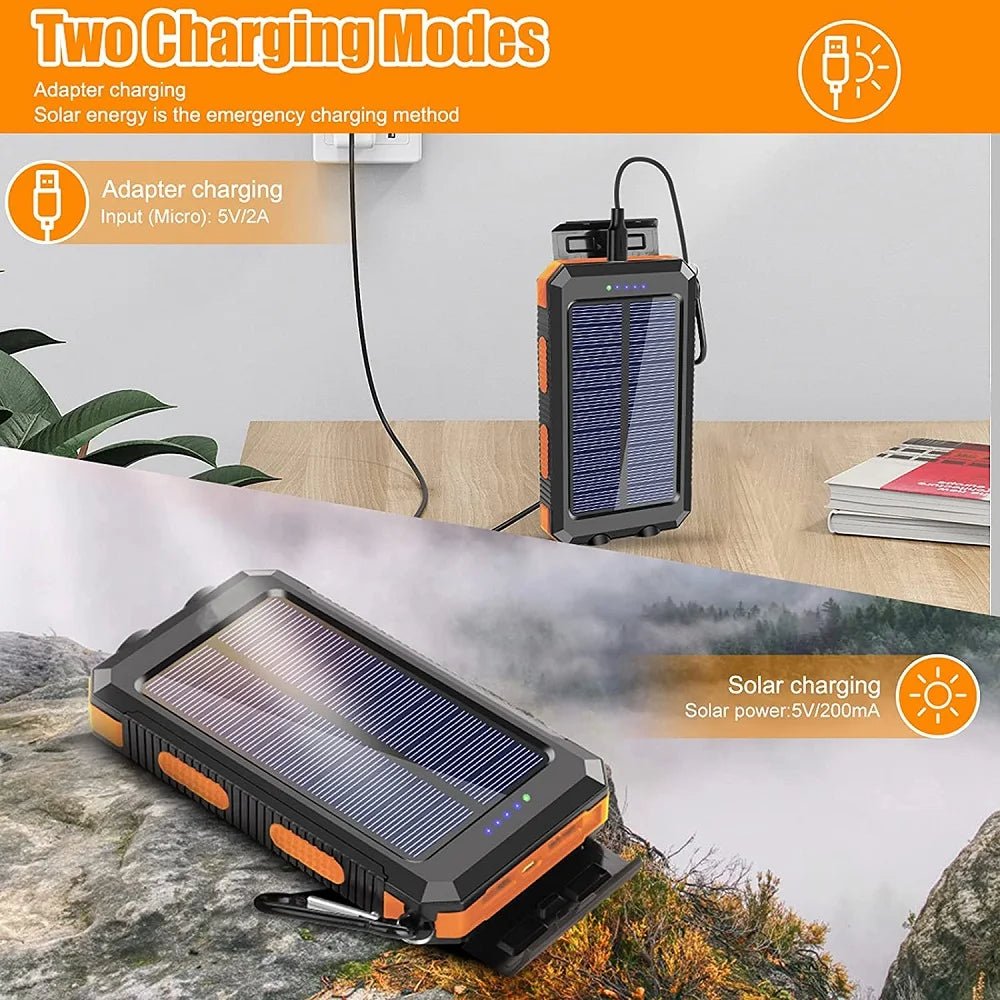 Oloey Solar Power Bank 80000Mah Portable Charger Strong Led Light