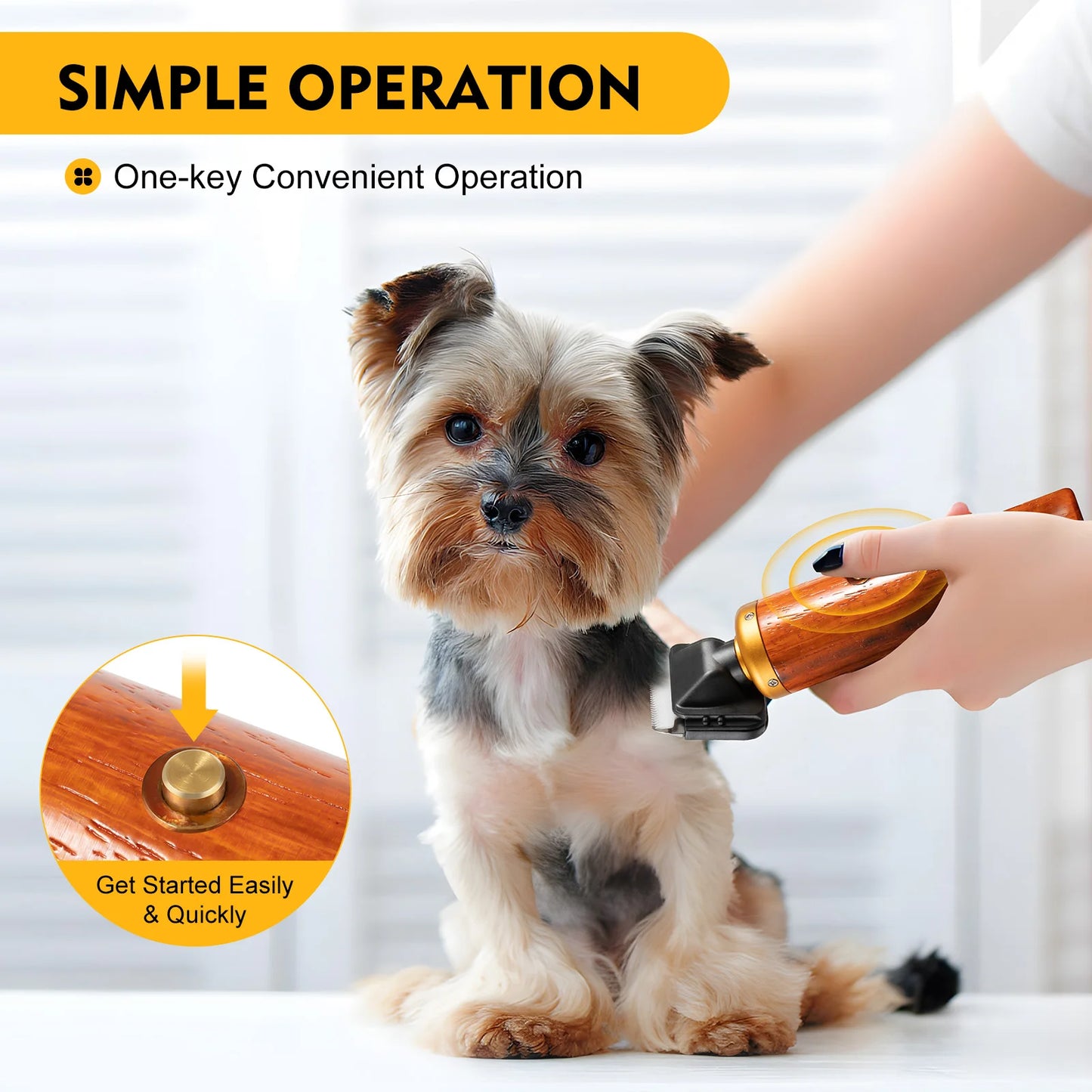Electric Pet Clipper 55W Corded With Wooden Handle US Plug For Sheep Goats Dogs Low Noise Grooming Tool