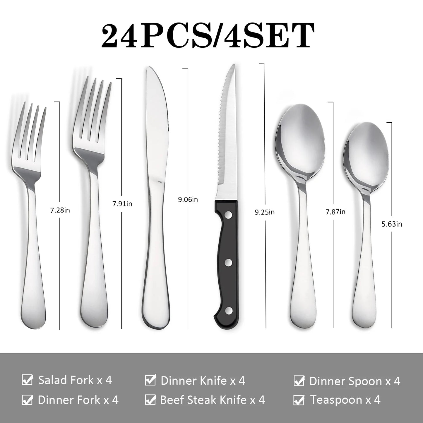 HANSMART Stainless Steel Flatware Set Knives Forks Spoons Dishwasher Safe