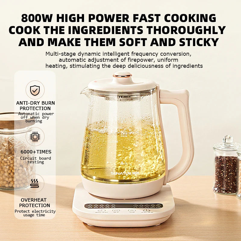 Sunatur Electric Glass Kettle 24 Hour Heat Preservation Auto Off