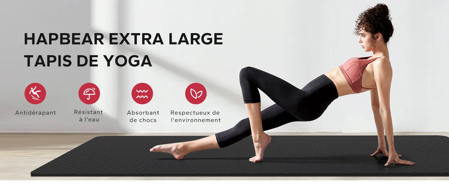 HAPBEAR Extra Large TPE Eco Friendly Non Slip Exercise Mat