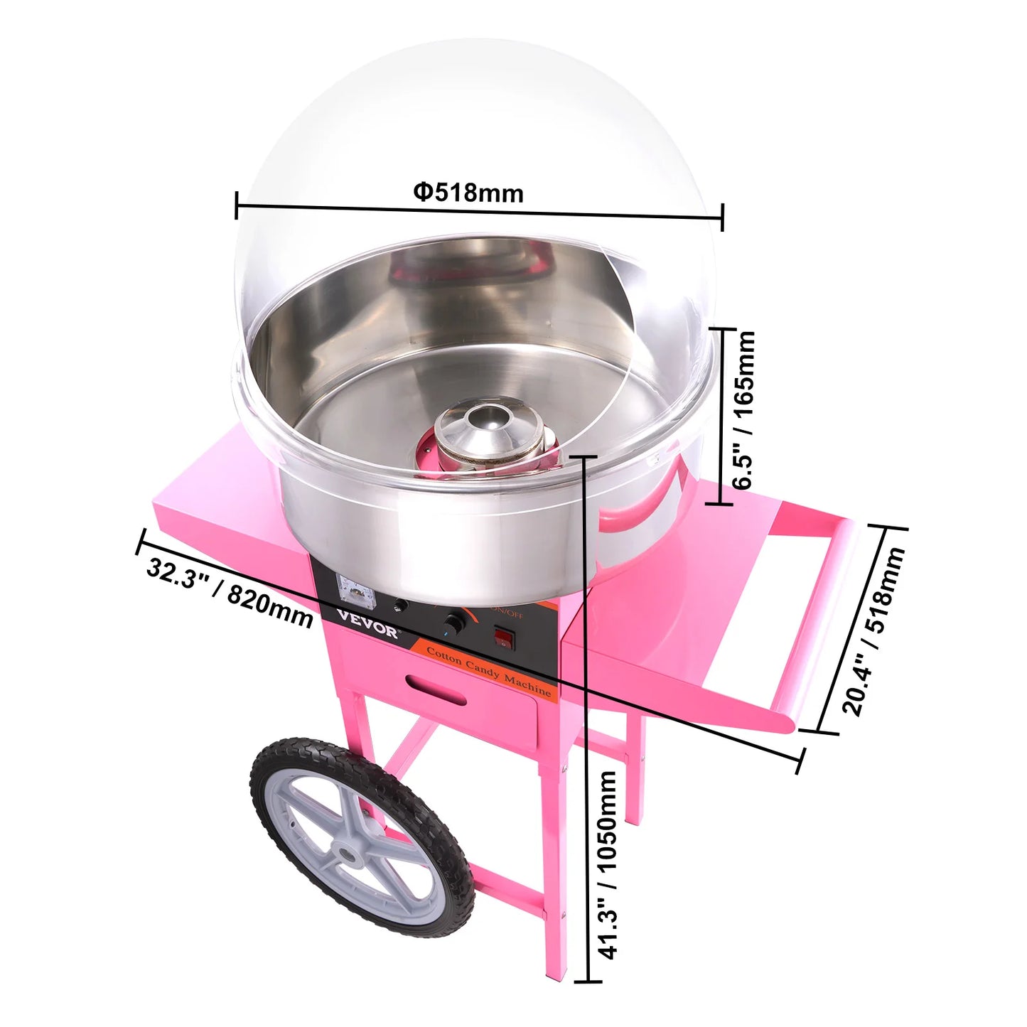 SucceBuy Electric Cotton Candy Machine Commercial Floss Maker Stainless Steel